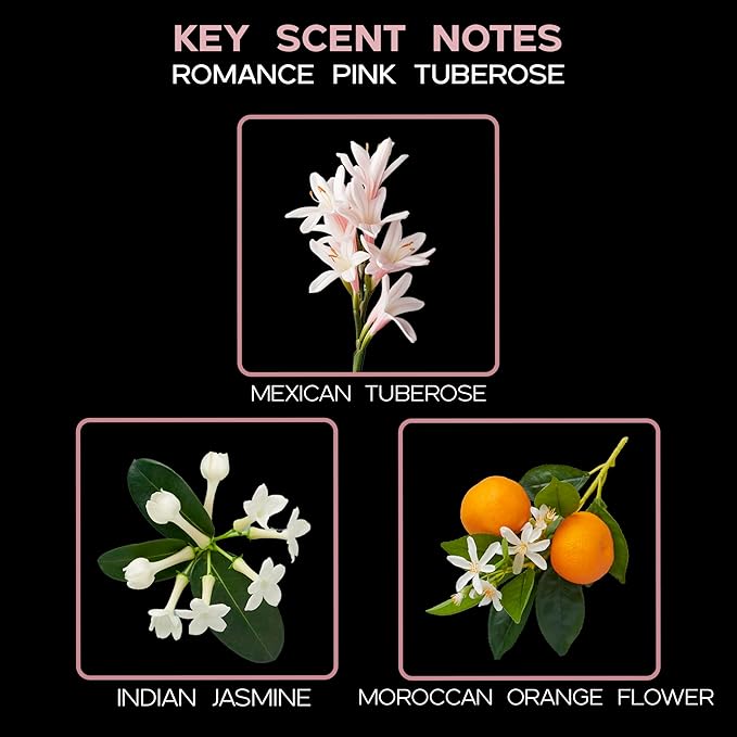LOVSPA Romance Pink Tuberose Diffuser Oil - Luxury Essential Oils for Diffuser Refill & Air Freshener Room Spray - Long-Lasting & Natural Home Fragrance, Scented Oil for Diffusers, USA Made, 4oz