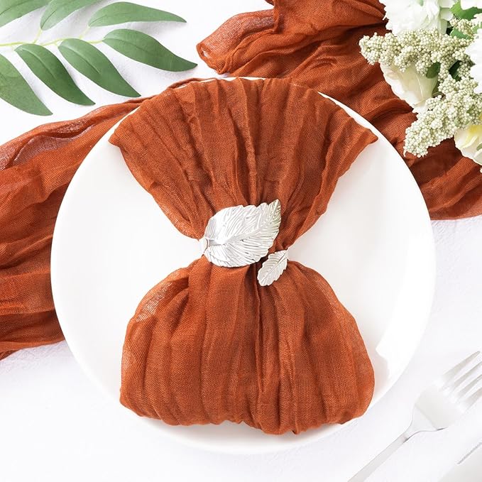 30 Pack Terracotta Cheesecloth Napkins Burnt Orange Christmas Cloth Napkins Set of 30 Holiday Dinner Napkins Bulk 21x21 Inches for Wedding Bridal Shower Baby Shower Xmas Parties