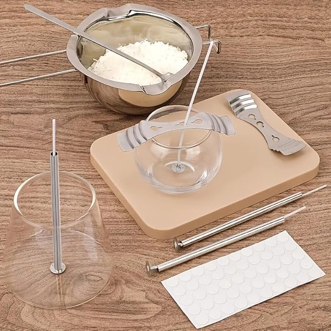 200pcs Natural Candle Wick kit,100pcs Wick Stickers with 5pcs Wick Holders and 2pcs Wick Placing Tube,for Soy Wax, Beeswax, Coconut Wax - DIY Candle Making Supplies for Beginners & Professionals