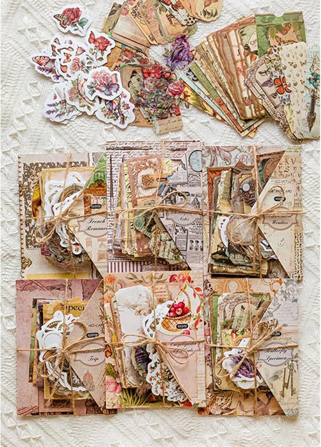 100PCS Vintage Journaling Scrapbooking Supplies Ephemera Pack for Junk Journal Bullet Journals Planners Decoupage Paper Scrapbook Stickers Aesthetic Cottagecore Collage Craft Album (Adventure Tours)