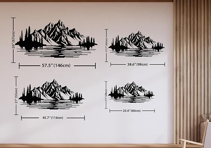DecoSoul Mountain Forest Metal Wall Decor, Nature and Trees Wall Art, Metal Outdoor Wildlife Lover Gift, Farmhouse Yard Wall Decor, Fireplace Wall Sculptures, Housewarming Gift