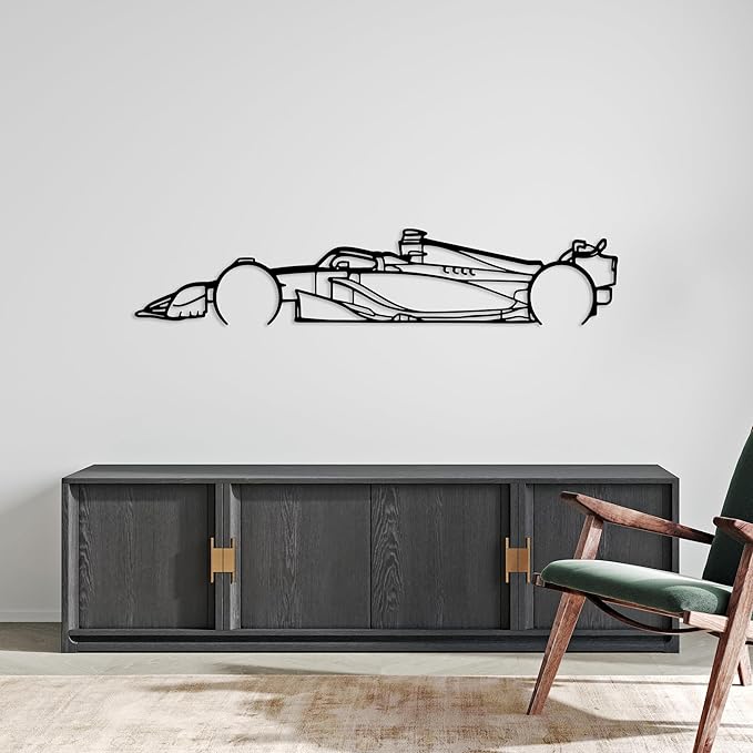 Formula Car metal Wall Art, Sports Car metal Silhouette, Formula Car Lovers Metal Wall Decor, Racing Gifts For Men, Minimalist Sculpture for Garage, Man Cave, Gift for Father's, (Black-40" x 11" inch)