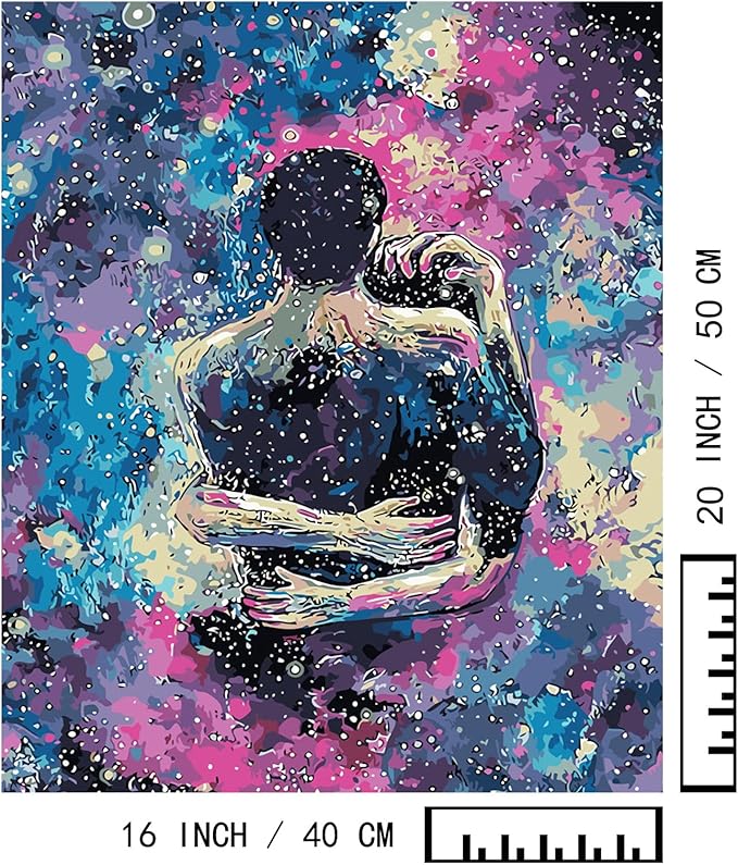 BAISITE Paint by Numbers Kit for Adults Beginners,16" Wx20 L Canvas for Painting Kits for Adults in Colorful Box-Cosmic Hug 8217
