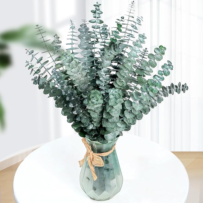 21 Pcs Real Dried Eucalyptus Stems, 17" Natural Fresh Eucalyptus Branches for Shower, Greenery Leaves for Vase Filler, Fragrance, Fresh Silk Dry Live Plants Decor