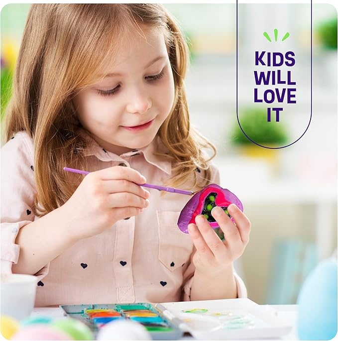 Dan&Darci Kids Rock Painting Kit - Glow in The Dark - Christmas Gifts Arts & Crafts for Boys and Girls Ages 6-12 - Craft Activities Kits - Creative Art Toys for 6, 7, 8, 9, 10, 11 & 12 Year Old Kid