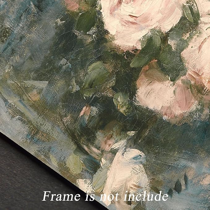 uniro Vintage Floral Wall Art, Retro Flower Botanical Painting, Farmhouse Wall Decor Rustic Still Life Pink Roses Canvas Prints Painting French Decor, Vintage Art Pictures for Bedroom Bathroom ( 8" x 10"-UNFRAMED)