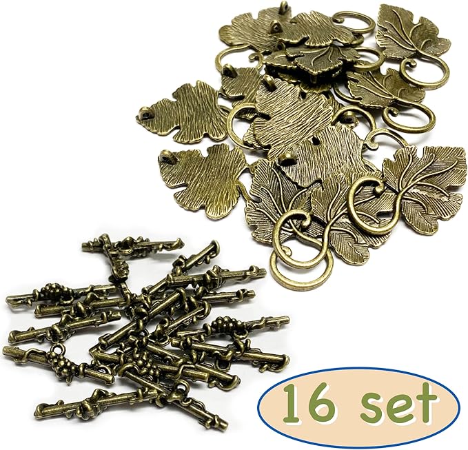 Brass Heavy Duty Jewelry Clasps Grape Leaves Clasp Toggle Findings Jewelry Making 16 Set