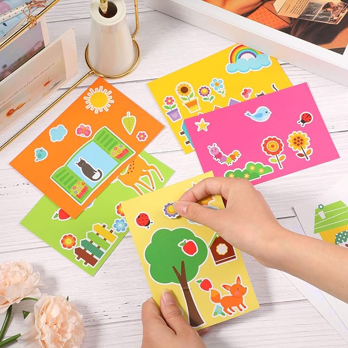 Outus 15 Pcs Greeting Card Making Kits, Including 3 Sheets Stickers, 15 Blank Envelopes and 15 Seal Stickers, Thank You Card Kit for DIY Handmade Making Crafts Supplies