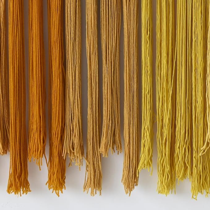 IOWER Macrame Wall Hanging Beads Tassels Decor Boho Yarn Art for Bedroom Living Room or Nursery Aesthetic Bohemian Woven Tapestry for Home 39" W x 45" L