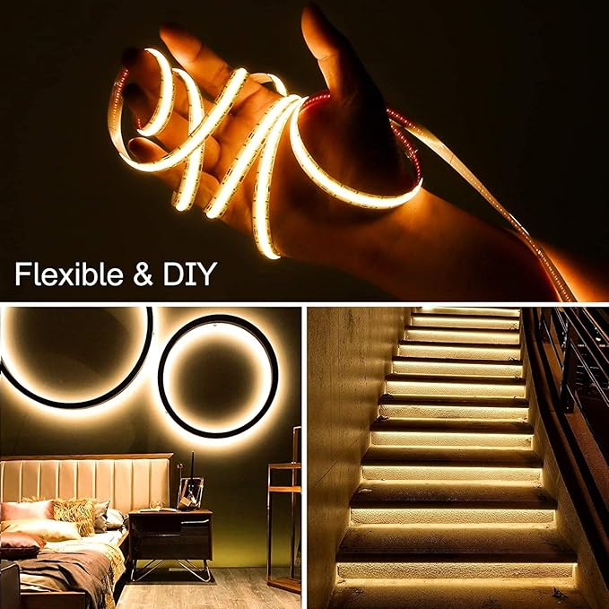 PAUTIX COB LED Strip Lights 2700K-6500K CCT Tunable White UL-Listed Dotless LED Lights with RF Remote,16.4ft Super Bright Dimmable 24V Tape Light,for Under Cabinets Bedroom Kitchen Office Lighting