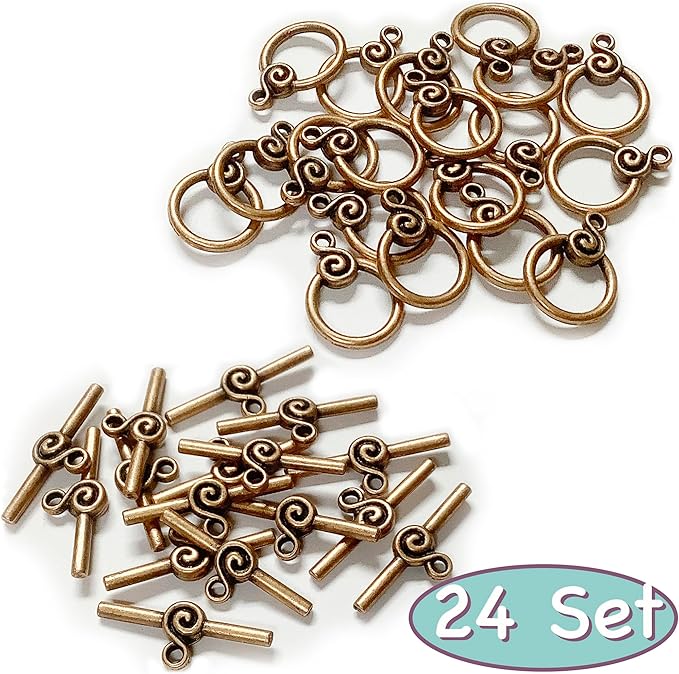 Heather's cf Copper Jewelry Clasps Toggle Clasp Bulk Clasps for Jewelry Making kit 23 Set