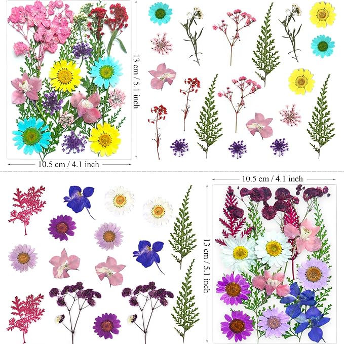 73Pcs Pressed Dried Flowers for Resin, Real Natural Bulk Assorted Dry Floral Leaves for DIY Art Crafts, Epoxy Molds, Jewelry, Soap, Candle Making, Nails Decors
