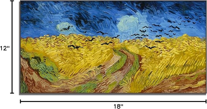 Vincent Van Gogh Wheat Field With Crows Poster Natural Wilderness Landscape Poster Multi-Color Colorful Fine Art Oil Painting Master Painting Printing Room Aesthetic Wall Decorate 16x32in/40x80cm