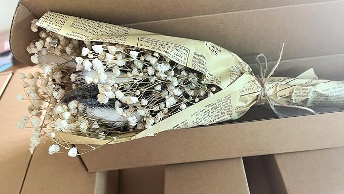Dried Lavander Flower Bouquet with Babies Breath, Used for Home Farmhouse Decor, Table Decor Real Dried Flowers for vase, Gift for Mother Friend. 16.5 Inches