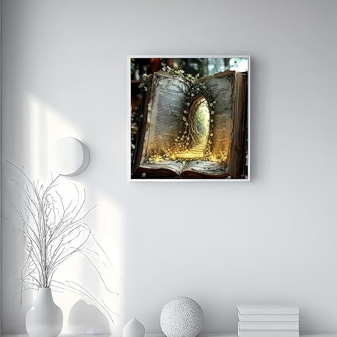 Diamond Paintings Kits for Beginners,Full Round Drill Diamond Arts Kits for Adults,Magic Book Door Paint by Diamond,5D DIY Diamond Painting Dot Gem Art, for Home Wall Decor 13.8x13.8 Inch
