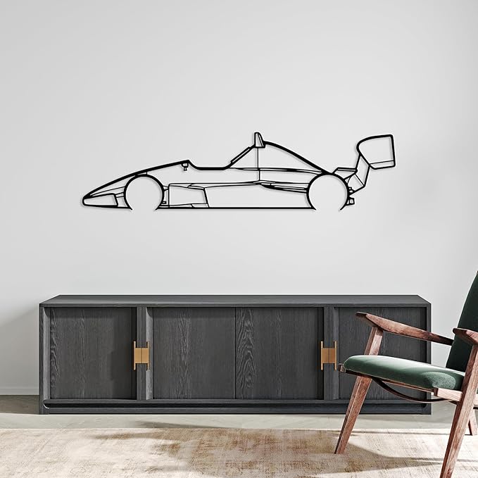 Formula Car Metal Wall Art, Sports Car Metal Silhouette, Formula Car Lovers Metal Wall Decor, Racing Gifts For Men, Minimalist Sculpture for Garage, Man Cave, Gift for Father's, (Black-25"x 6.9" inch)