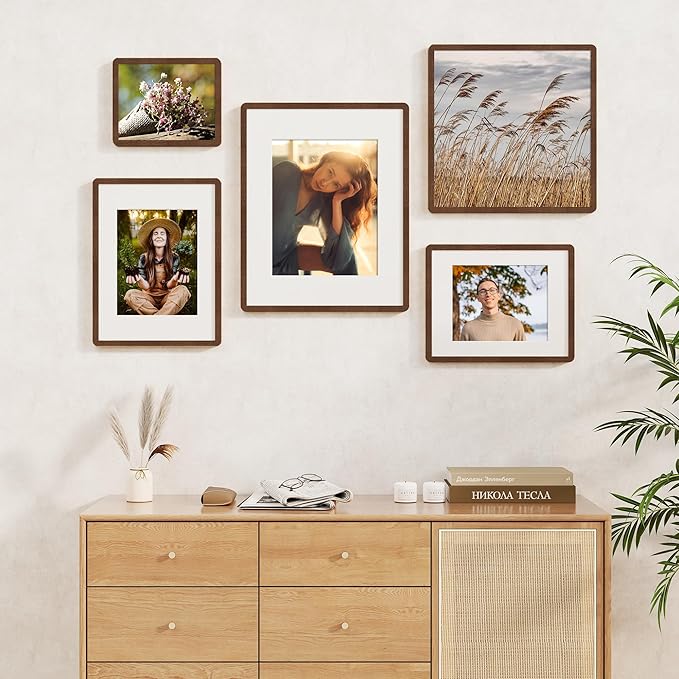 24x36 Poster Frame for Wall, 24 by 36 Picture Frame - Solid Oak Wood & Tempered Glass, Rustic 24 x 36 Wood Frame for Home Decor, 23x36 Picture Frame with Mat for 20x30, Walnut Color, 1 Pack