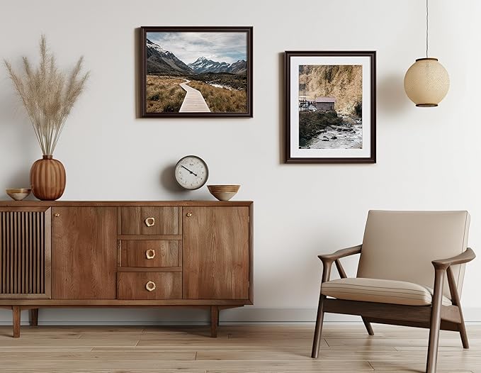 Yaetm 20x24 Picture Frame Matted to 16x20 Set of 2, 1.4" Wide Molding & Dark Brown Poster Frames for Wall Gallery, Home, Office, Wall Mount (2 pack, Brown)