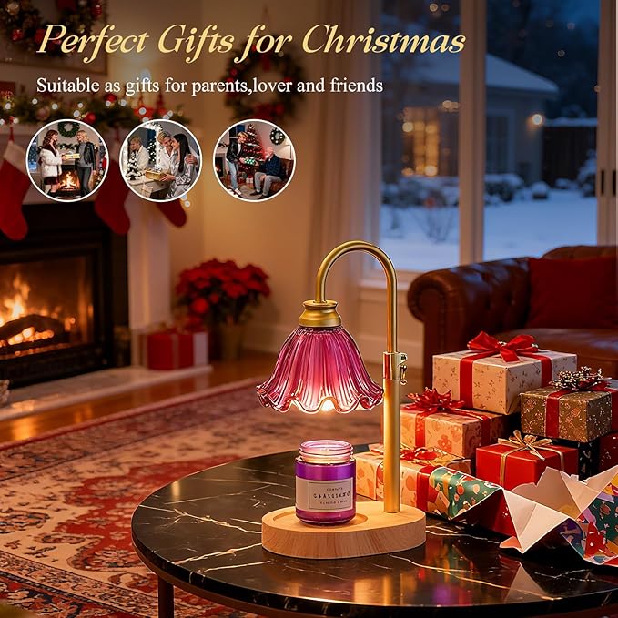 Candle Warmer Lamp with Timer & Dimmable 4-Level Brightness - Adjustable Height,for New Home Bedroom, Gifts for Women (Purple)