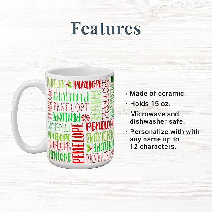 Let's Make Memories Personalized You Name It Holiday Mug - Stocking Stuffer for Christmas - Christmas Drinkware - Coffee Mug - Customized Holiday Name Art