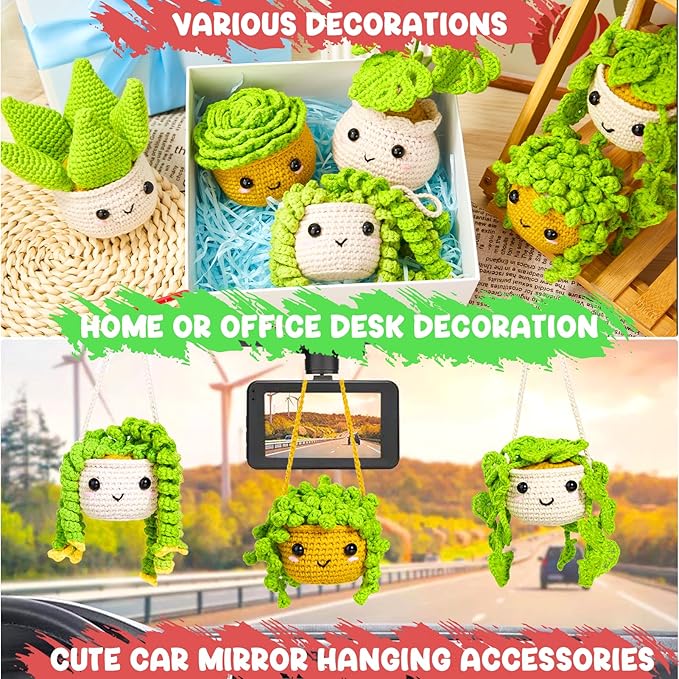 MAGIMUSE Crochet Kit for Beginners,Crochet Starter Kits with Step-by-Step Video Tutorials, DIY Craft Kits Amigurumi Knitting Supplies, Monstera Plant Family (40%+ Yarn)