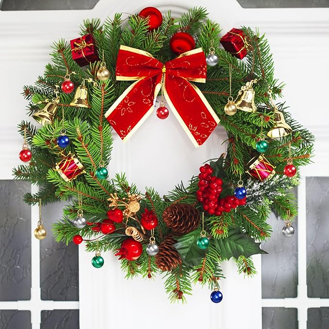 120 Pcs Christmas Ball Ornaments,Miniature Christmas Glitter Balls Xmas Tree Hanging Decorations Pendants for Outdoor Indoor Holiday Party DIY Craft Supplies,0.6 Inch