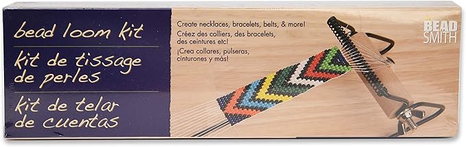The Beadsmith Metal Bead Loom Kit, Includes Loom (12.5" x 2.5" x 3"), Thread, Needles, and 18 Grams Glass Beads for Bracelets, Necklaces, Belts, and More
