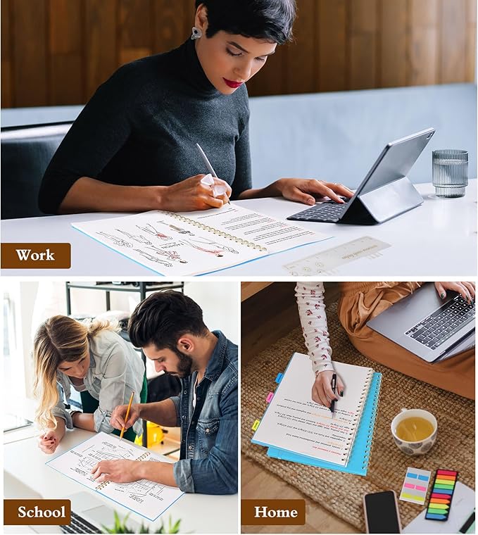 Dotted Notebook, Spiral Notebook Journal 8.5” x 11”, A4 Large Dot Grid Notebooks for Women Men, 100 GSM Dotted Paper, Plastic Hardcover Spiral Bullet Journals for Work School Sketching, Blue