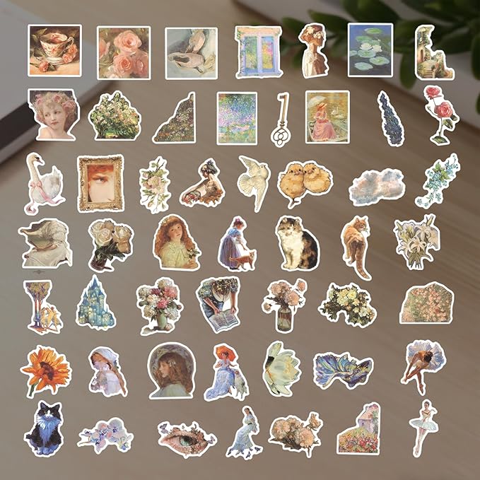 310 PCS Vintage Stickers, Scrapbook Sticker, Aesthetic Stickers for Adults Teens Girls, Waterproof Retro Design Vinyl Decals for Water Bottles, Scrapbooking, Journaling, Laptop, Kindle, Luggage