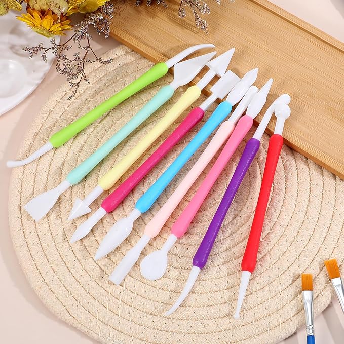 9PCS Polymer Clay Tools, Double-Head Air Dry Clay Tools with Easy-Grip Handles, Sculpting Tool for Pottery, Polymer, Air Dry Clays, Modeling, Shaping, Cake Decoration