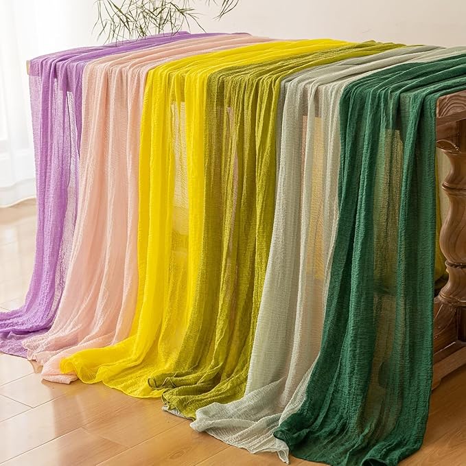 Keketoarrange Forest Green Easter Table Runner Gauze Rustic Cheesecloth 120 Inch 10 FT for Wedding Baby Shower Bridal Shower Birthday Engagement Garden Party Long Sheer Boho Spring Home Decorations