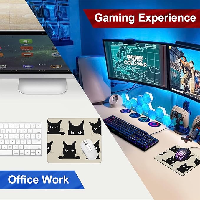 Mouse Pad, Cute Funny Black Cats Mouse Pads for Desk,Waterproof Anti-Slip Rubber Gaming Mouse pad with Stitched Edges for Gaming Office Laptop Computer Men Women