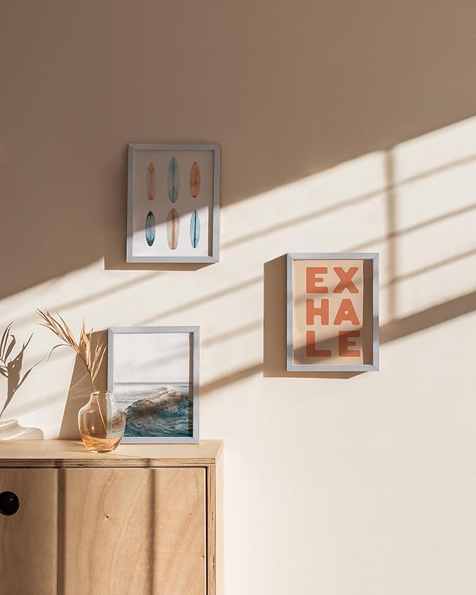 HAUS AND HUES 6x8 Silver Metal Picture Frames - Bulk Aluminum Photo Frames with Vertical Hanging & Tabletop Stand (6x8 in, Silver, Set of 9)