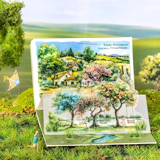 Scenery of a Tree PET Tape Set with Clip, 6 Rolls Decorative Landscape Stickers for Scrapbook, Journal and Crafts