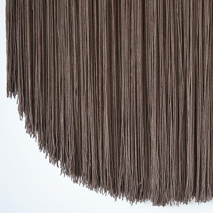 IOWER Macrame Wall Hanging Brown Yarn Wall Art Beaded Boho Wall Decor Round Tassel Handmade Home Wall Aesthetic Living Rooms Bedrooms Offices Home Decor 39" W x 55" L