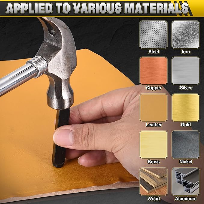 WorkBless 36PCS Metal Stamping Kit, 25/64" (10mm) Steel Number and Letter Punch Set, Include A-Z Alphabet, Number 0-8, & Symbol, Stamping Tool for Imprinting Plastic, Wood, Leather, Jewelry