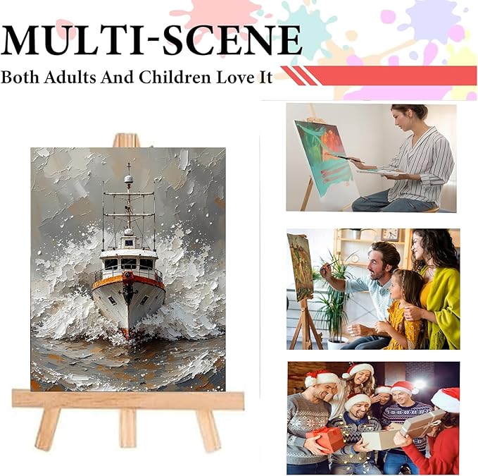 Painting by Numbers Kit for Adults Beginner,Ship Art Paint by Numbers Easy for Adults,Ocean Waves Adult Paint by Number Kits on Canvas,Number Painting Acrylic Oil Painting,Home Decor 15.7X19.7 Inch