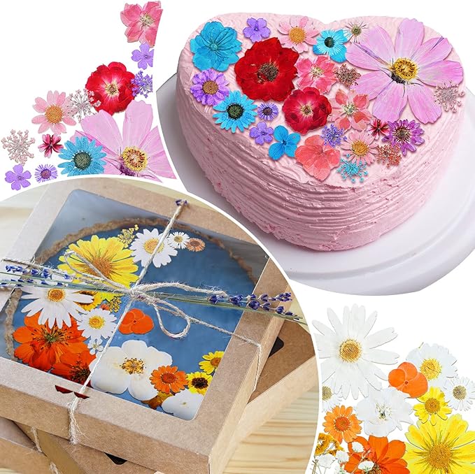 Nuanchu Dried Flower for Crafts Resin Pressed Flowers Bulk Real Dried Wildflowers Leave Natural with Tweezer for Scrapbooking Resin Mold Nail Soap Candle Cake Card Making DIY Christmas Craft Supplies