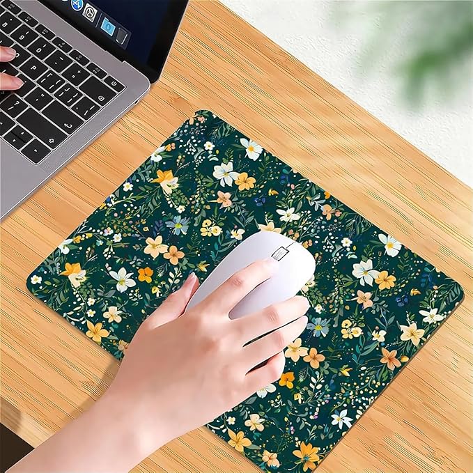 Square Mouse Pad Wild Flower 1, Personalized Premium-Textured Custom Mouse Mat Design, Washable Mousepad Cloth, Non-Slip Rubber Base Computer Mouse Pads for Wireless Mouse