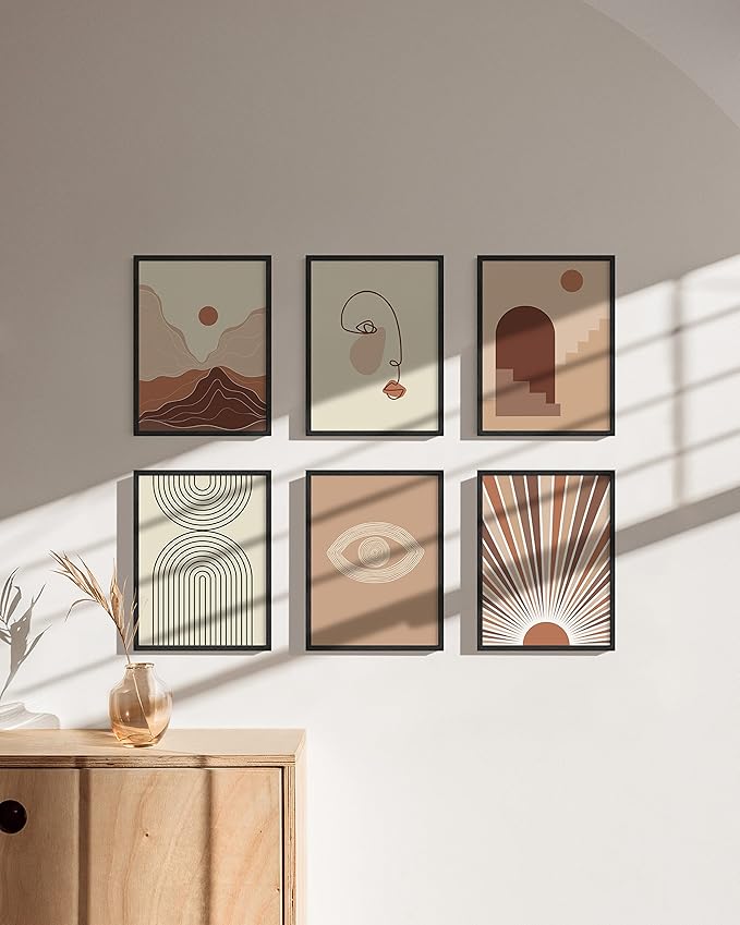 HAUS AND HUES 9x12 Black Oak Frame Set of 6 - Wooden Poster Holders with Rustic Black Oak Finish