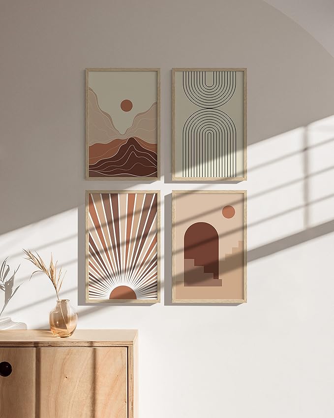 HAUS AND HUES Beige Oak Wood 11x17 Picture Frame - Modern Wood Wall Art Display - Lightweight 11x17 Frame for Art Prints, Photos, Posters - Ready-to-Hang Vertically & Horizontally (Set of 4)