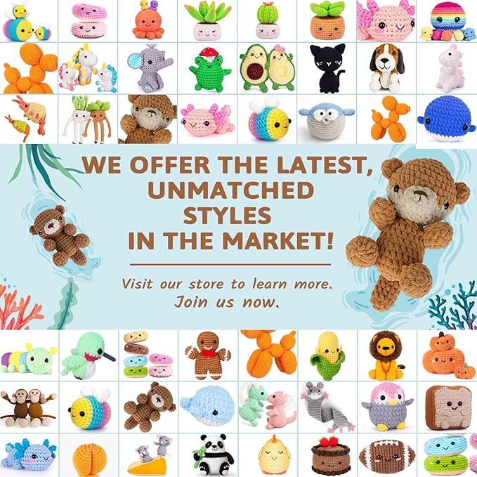 Crochetta Crochet Kit for Beginners, Crochet Starter Kit w Step-by-Step Video Tutorials, Beginner Crochet Kit for Adults Women Men Complete Kit Included (Otter Mom and Baby)