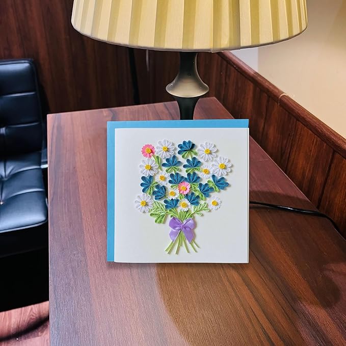 Quilling Cards, handmade card, quilled cards with Handmade Art Quilling birthday card for women, Birthday card, mother... colorful heart design (Daisy)
