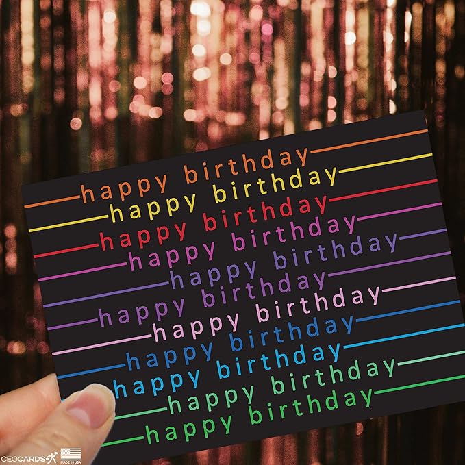 Happy Birthday Cards Bulk Greeting Card Set (Colorful Day) 18 Pack & White Envelopes - 5x7 Inch Birthday Theme for Family, Women, Men, Coworkers & Office (B2406)