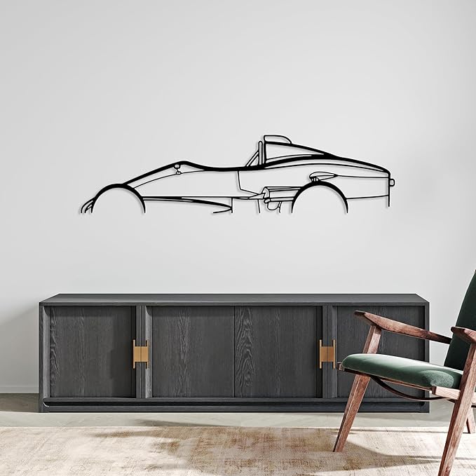 DecoSoul Formula 1 Metal Wall Art, F1 Race Car Metal Silhouette, Minimalist Sculpture for Office, Garage, Man Cave, Sports Car, (Black - 55 x 12' inch)