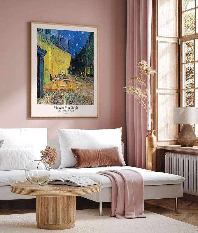Monem Art Vintage Van Gogh Poster - Retro Cafe Terrace at Night Print - Impressionism Art - Fine Art - Classic Painting Art - Aesthetic Living Room or Bedroom Wall Decor - 24x32 UNFRAMED Wall Art