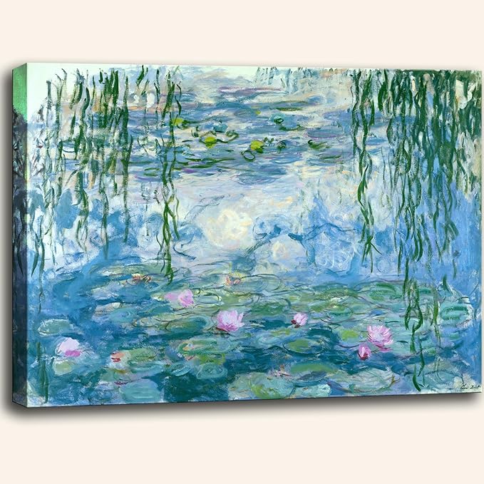 weiyiart Claude Monet Wall Art - Water Lilies Painting - Impressionist Oil Paintings Classic Art Reproductions - Canvas Prints Wall Art for Home Decor Unframed (12x15inches/30x38cm)