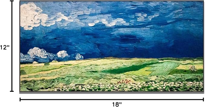 OKRA Vincent Van Gogh Wheatfield Under Thunderclouds Poster Nature Wilderness Landscape Fine Art Illustration Impressionist Art Modern Home Wall Decor Unframed(12x24in/30x60cm)