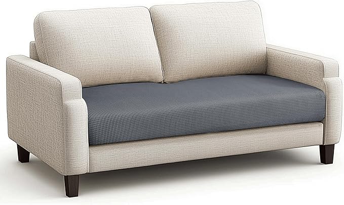 CHUN YI Medium Couch Cushion Cover Stretch for Loveseat, Sofa Seat Slipcovers for Pets, Suitable for Armchair Loveseat Sofa with Spandex Jacquard Washable Fabric(Medium,Light Grey)