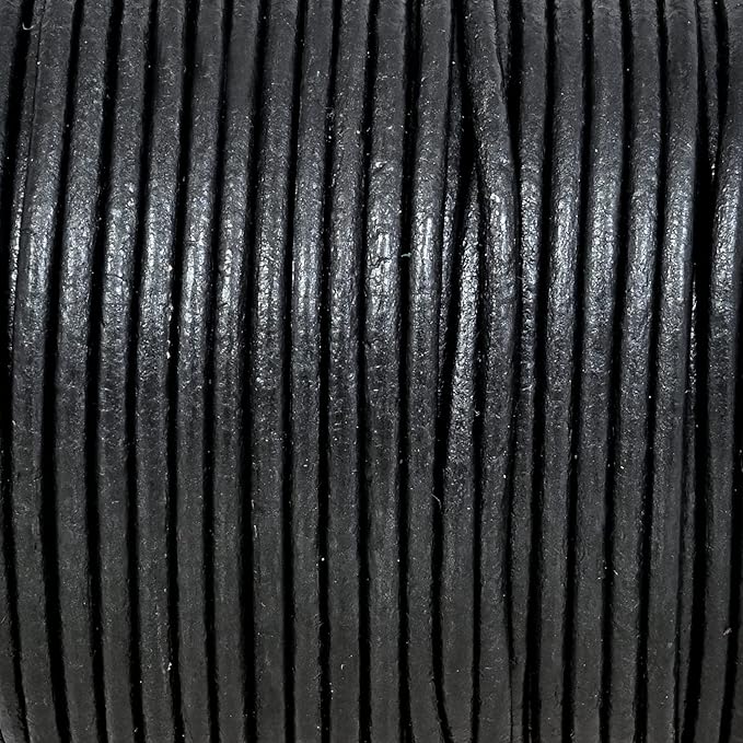 GENIQUE Real/Genuine Round Leather String Cord for Necklace, Bracelets, Jewelry, Kumihimo Braiding, DIY Projects (20 Metres) (1.5mm, Gunmetal Metallic)